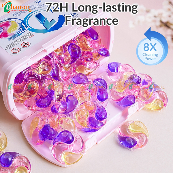 5 in 1 Laundry Capsule Detergent 50pcs/Clear Stubborn Stains/Anti-Bacterial/Fragrances 