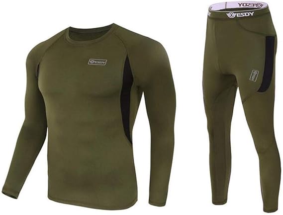 Winter Men's Tactical Fleece Thermal Set With Stretch Fitness Running Clothes