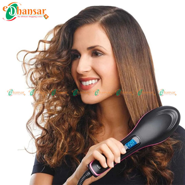 Simply Straight Ceramic Electric Digital Hair Straightener Brush 
