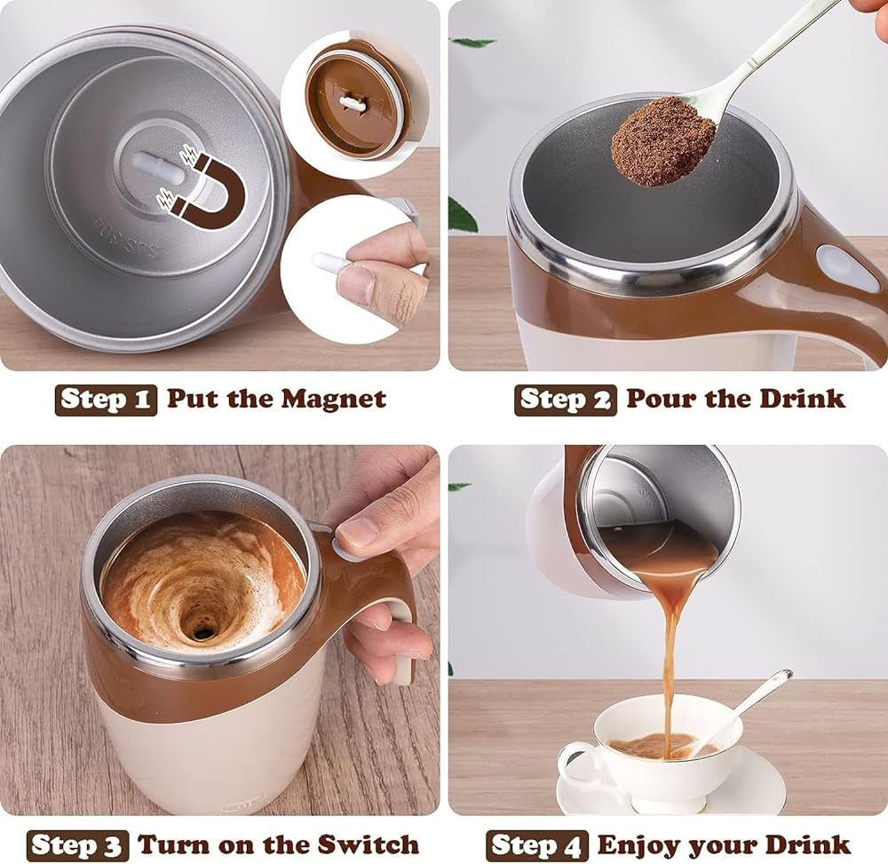 automatic  magnetic self stirring coffee mug 