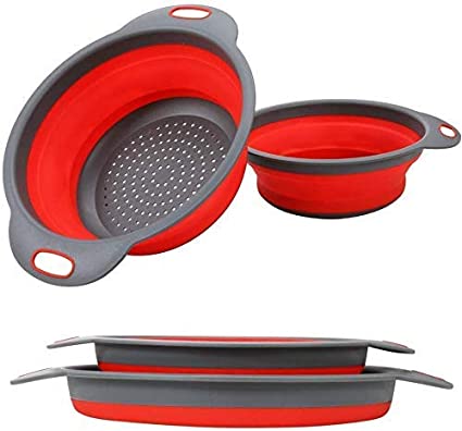Foldable Collapsible Silicone Colander Fruit Vegetable Strainer Washing Basket 