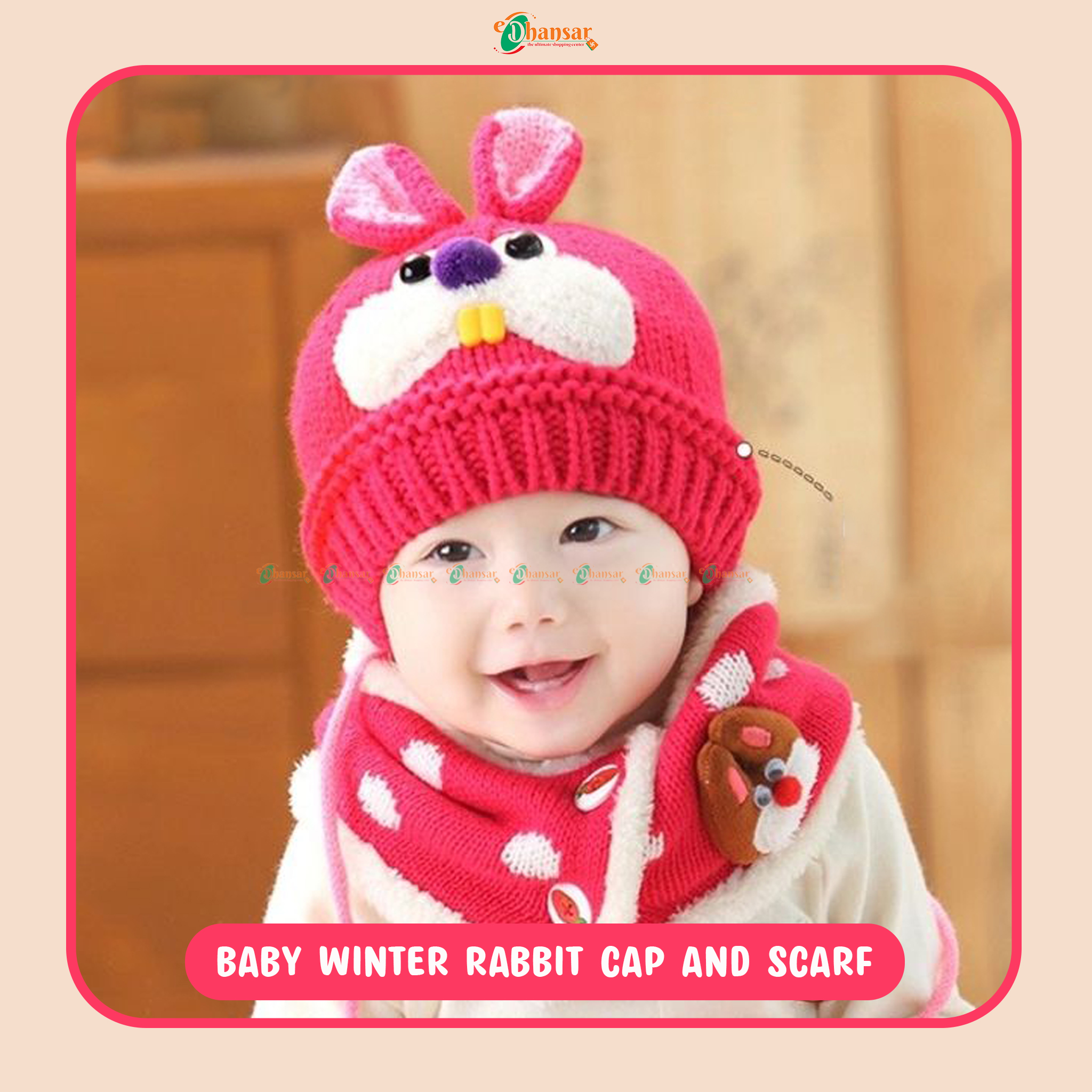 Baby Warm Knitted Acrylic Ear Protection Cap with Muffler