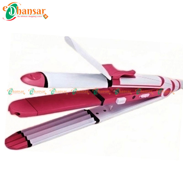 Kemei 3 in 1 Professional Hair Straightener,Curler And Crimper Iron