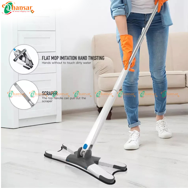 360° Rotating X-type Microfiber Floor Mop Disposable Manual Extrusion Household Cleaning Tool