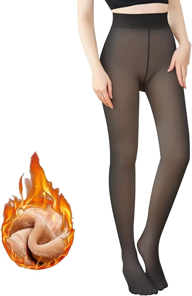 Women's Fleece Lined Leggings Tights Winter Pantyhose Transparent Elastic Warm Thick Stocking Without Socks